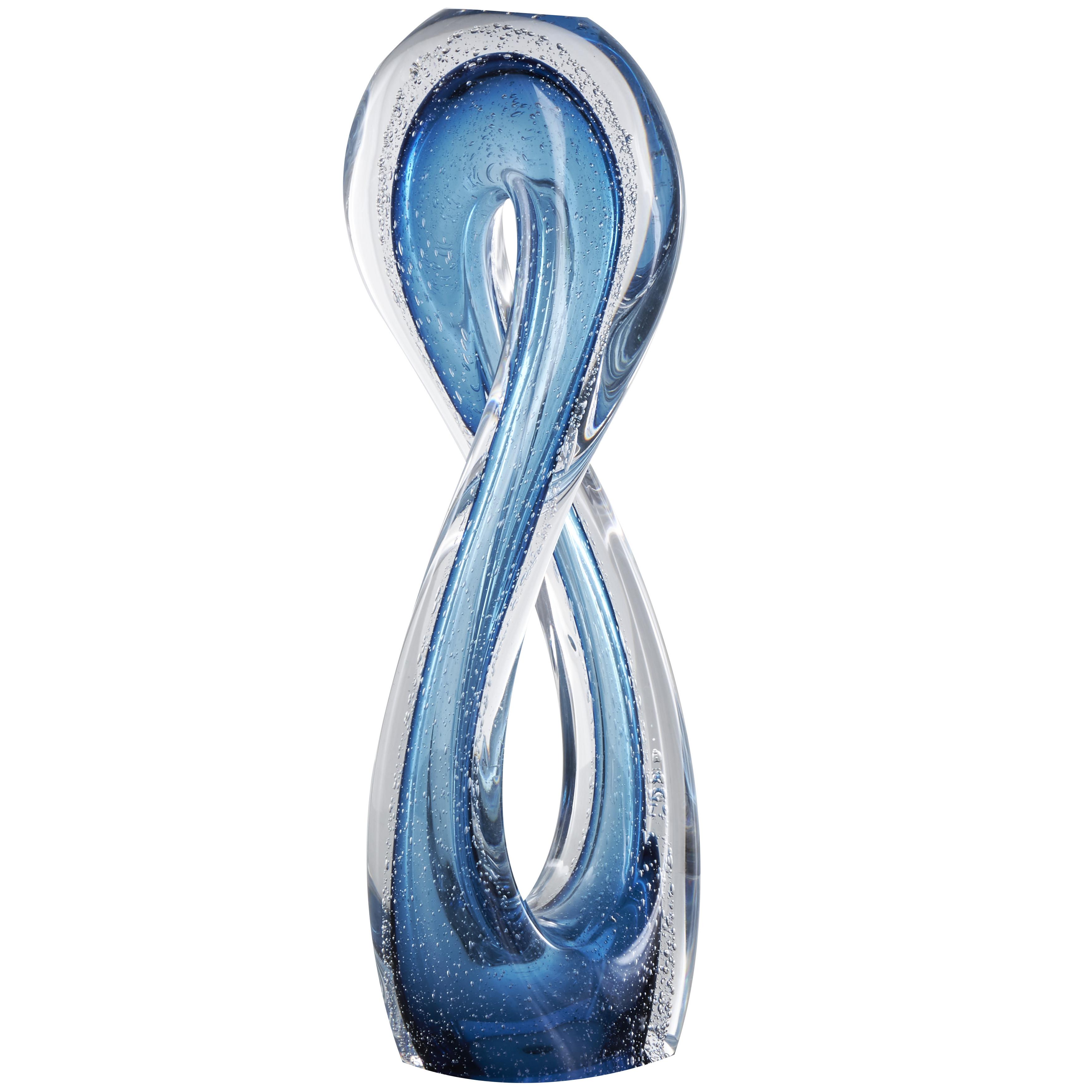 Blue Glass Geometric Ombre Twisted Infinity Loop Sculpture image 1