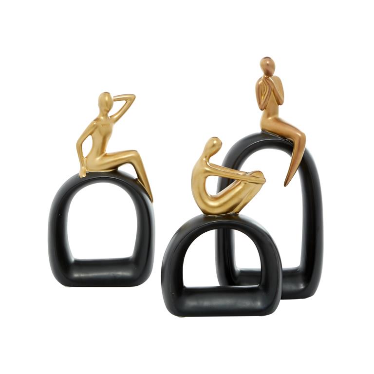 3pc Gold & Black Sculptures image 1